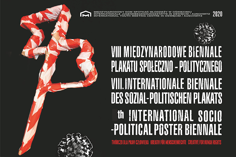 biennale - czarny plakat białe napisy Biennale Plakatu Społeczno-Potitycznego 