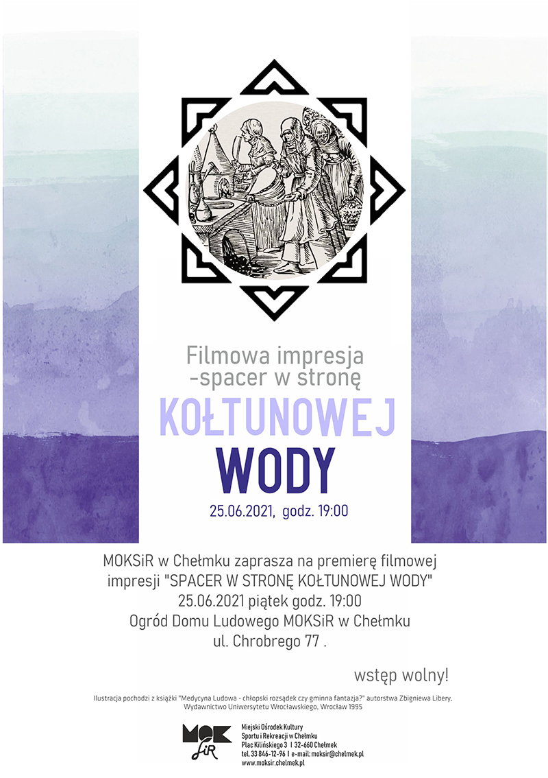 kołtunowa woda plakat rycina na fioletowym tle