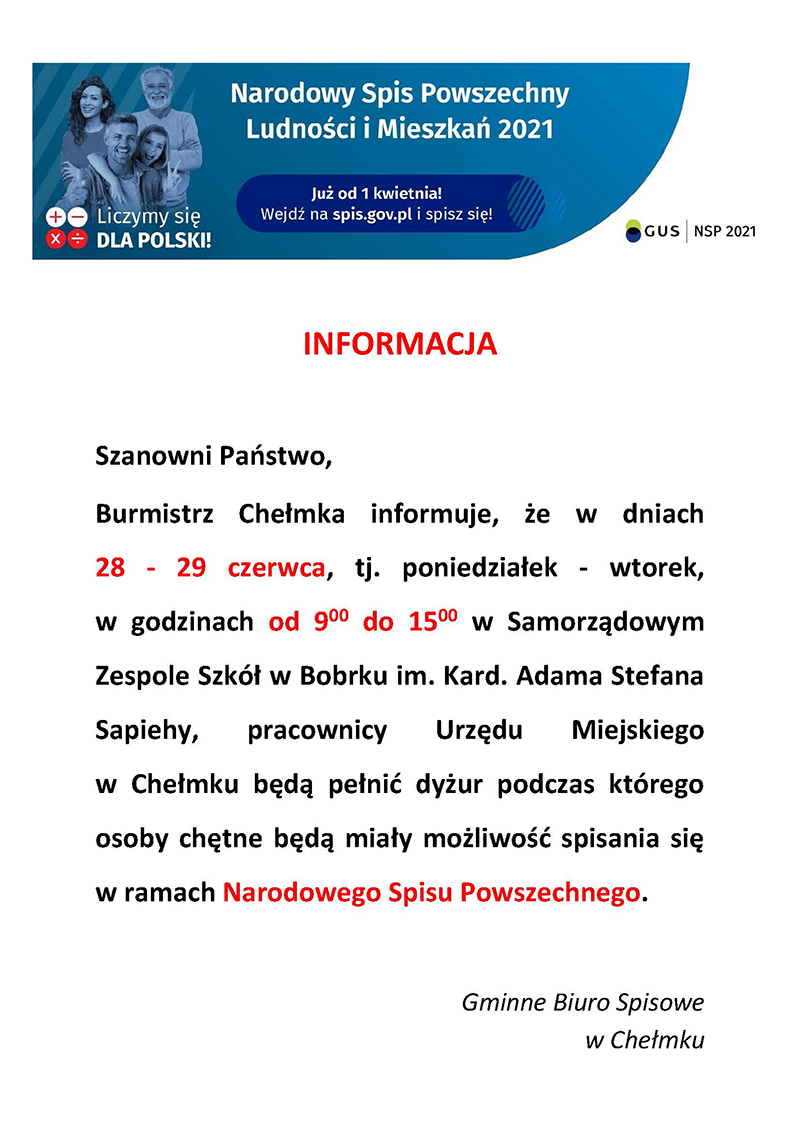 ulotka NSP szkoła bobrek -spis ludnosci