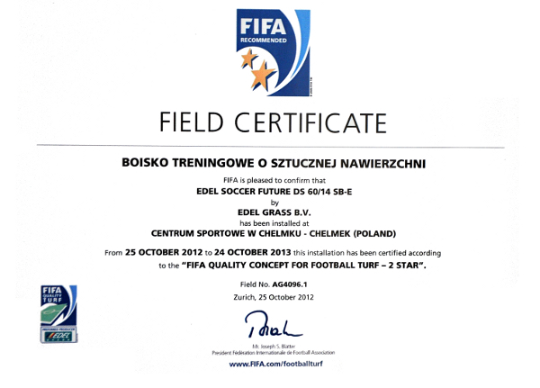 boisko ze sztuczna nawierzchnia field certyficate