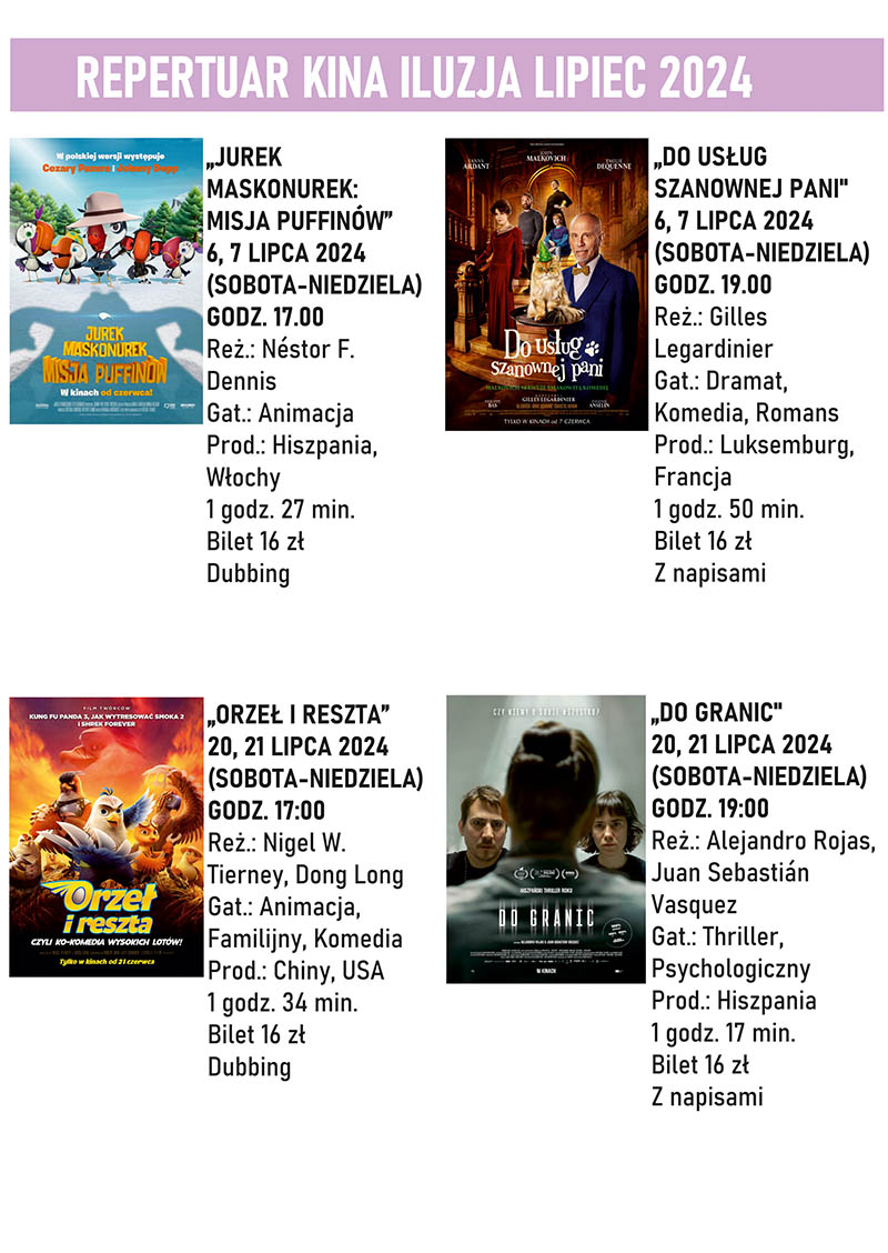 Repertuar Kina iluzja lipiec 2024 plakat maly