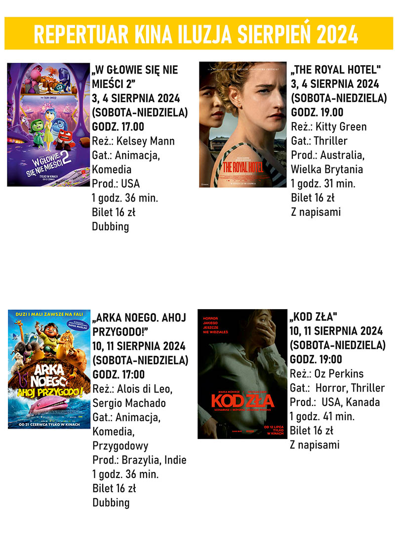 Repertuar Kina iluzja sierpien 2024 plakat maly