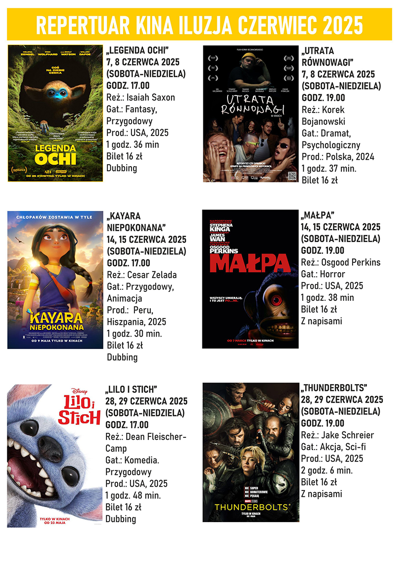 Repertuar Kina Iluzja Czerwiec 2025 plakat maly