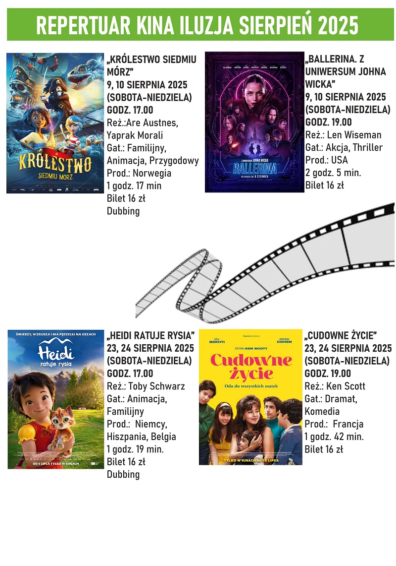 Repertuar Kina Iluzja Sierpien 2025 plakat male